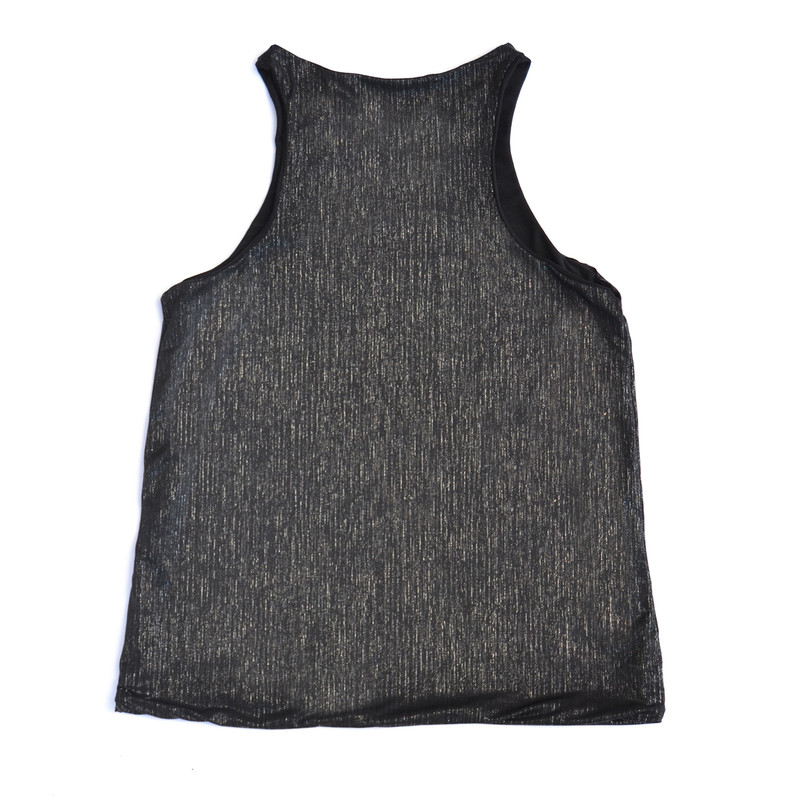 POLERA PIPA NEGRO JASPEADO LYCRA MUSCULOSA MARIA PASKARO - 2