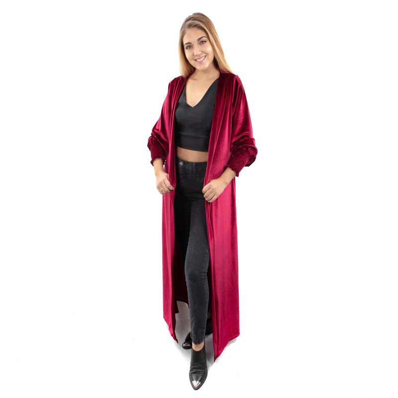 TAPADO KIMONO REGULAR FIT MUJER MARIA PASKARO BURDEO SANTINI CHERRY TERCIOPELO - 1