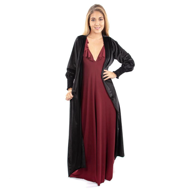 TAPADO KIMONO SANTINI NEGRO TERCIOPELO MARIA PASKARO - 1