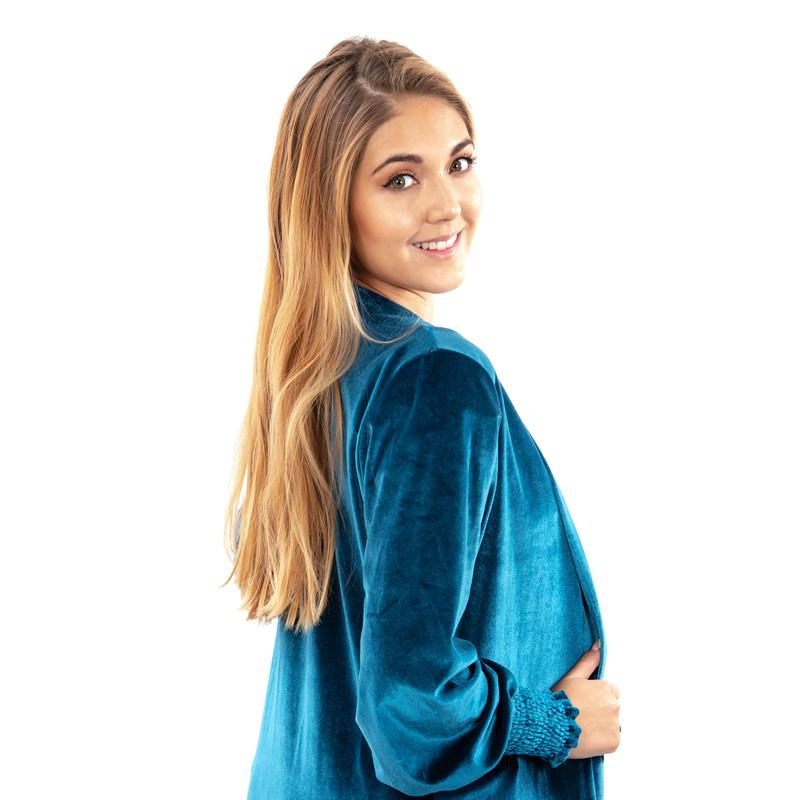 TAPADO KIMONO SANTINI TURQUESA TERCIOPELO MARIA PASKARO - 4