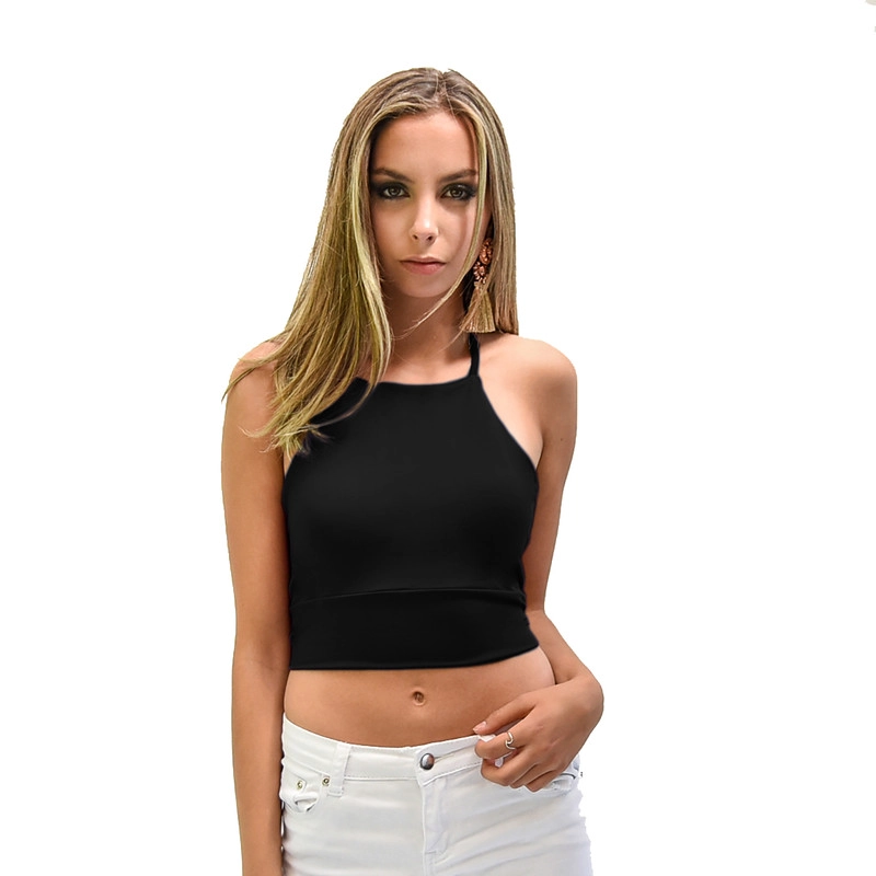 PETO PERENA NEGRO LYCRA HALTER LAZO ESPALDA MARIA PASKARO - 1