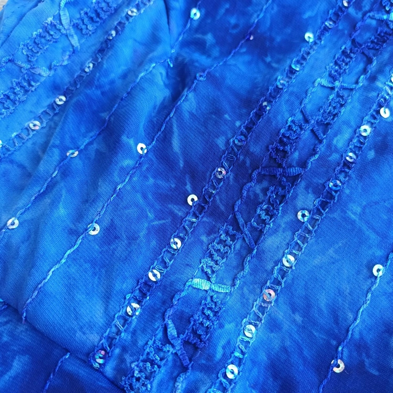 PETO PARIS AZUL LENTEJUELAS LYCRA CON LAZO ESPALDA MARIA PASKARO - 5