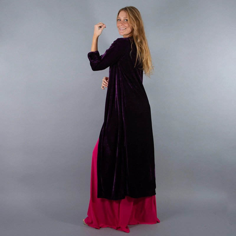 TAPADO KIMONO LARGO VERONA MORADO TERCIOPELO MARIA PASKARO - 2