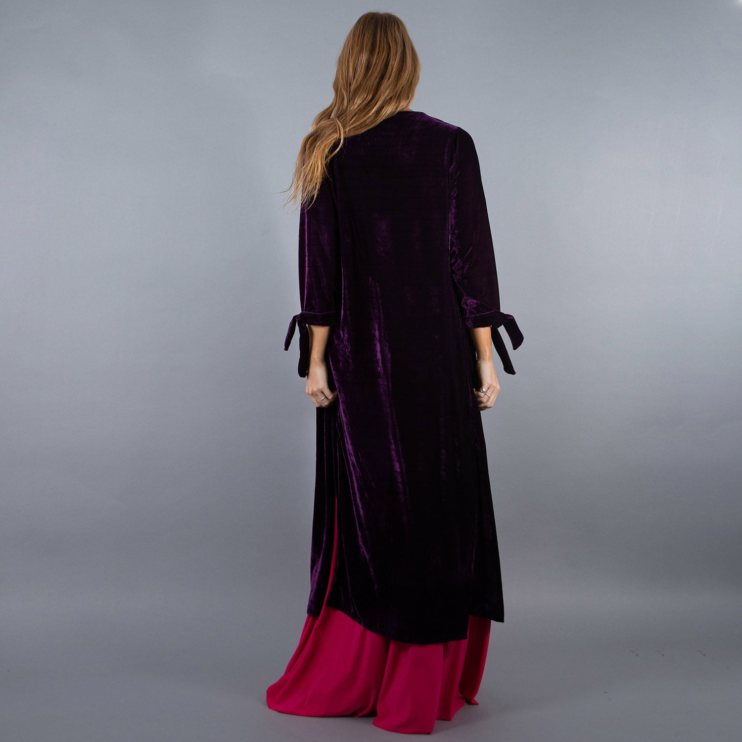 TAPADO KIMONO LARGO VERONA MORADO TERCIOPELO MARIA PASKARO - 3