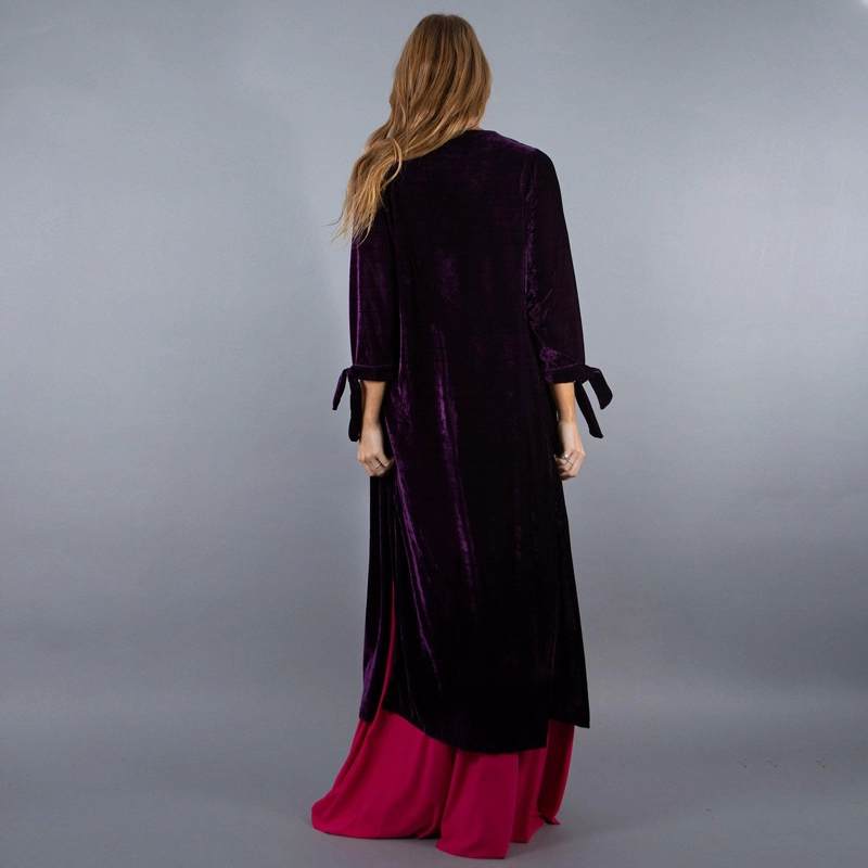 TAPADO KIMONO LARGO VERONA MORADO TERCIOPELO MARIA PASKARO - 3