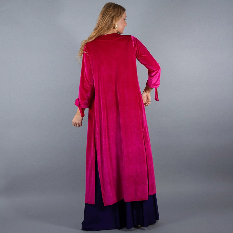 TAPADO KIMONO LARGO REGULAR FIT MUJER MARIA PASKARO FUCSIA VERONA TERCIOPELO - 4