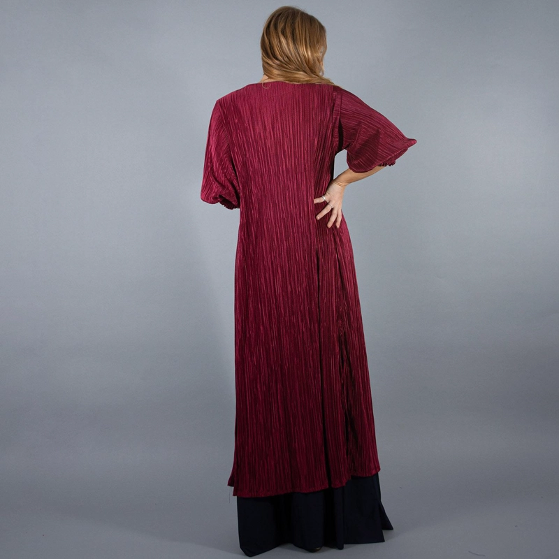 TAPADO KIMONO LARGO SANTINI CHERRY PLISADO TEXTURA MARIA PASKARO - 3