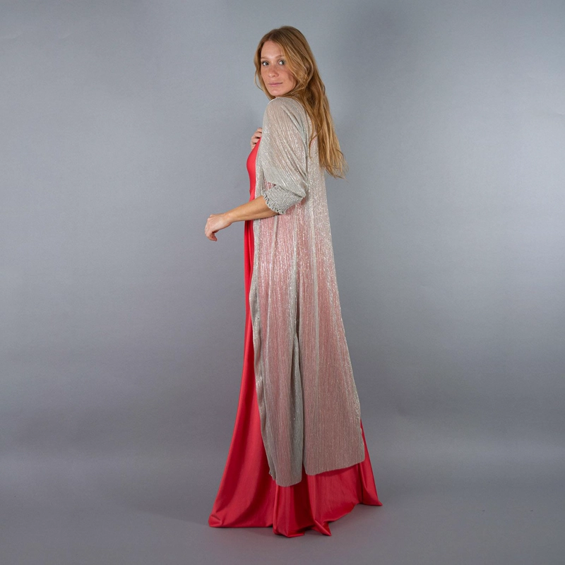 TAPADO KIMONO SANTINI PLATEADO TRANSPARENTE MARIA PASKARO - 3