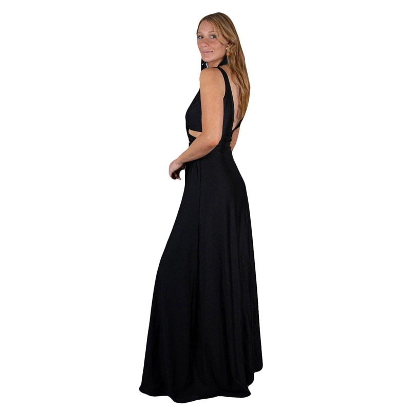 VESTIDO LARGO ALGARVE NEGRO LYCRA DUPONT MARIA PASKARO - 2