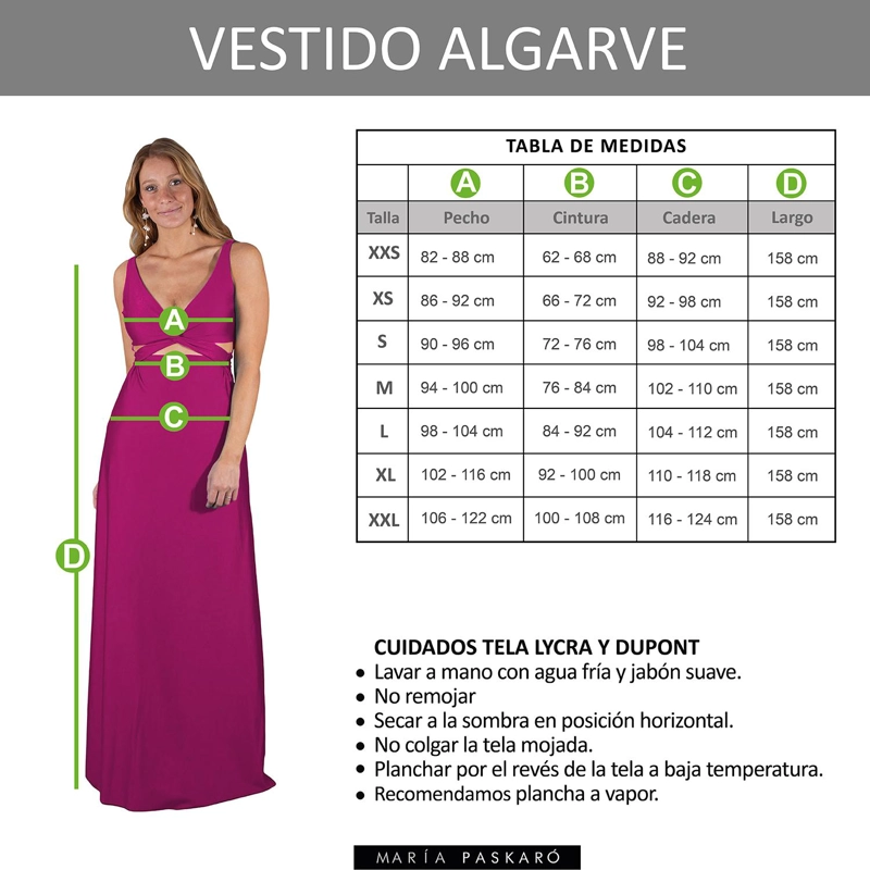 VESTIDO LARGO ALGARVE ROJO LYCRA DUPONT MARIA PASKARO - 6
