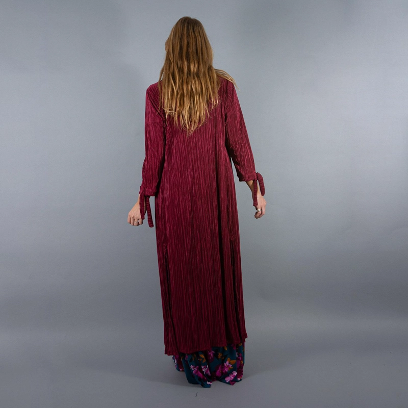 TAPADO KIMONO LARGO VERONA CHERRY PLISADO MARIA PASKARO - 3