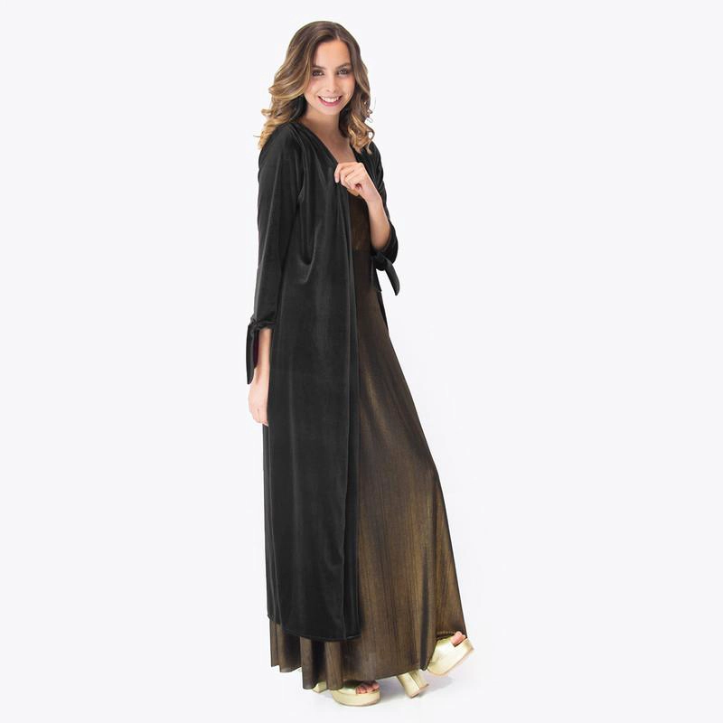 TAPADO KIMONO LARGO VERONA NEGRO TERCIOPELO MARIA PASKARO - 2