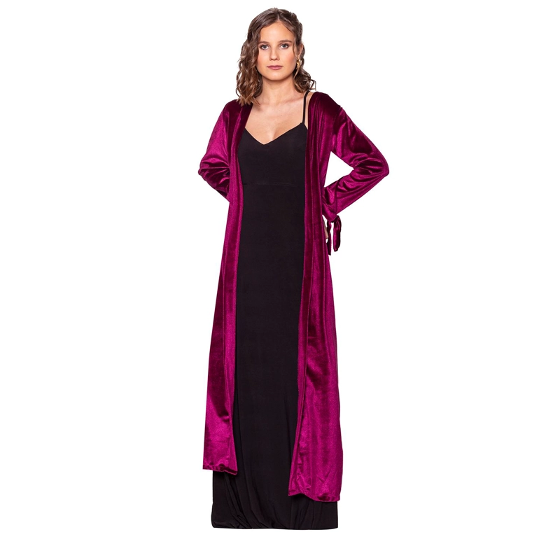 TAPADO KIMONO LARGO VERONA BURDEO TERCIOPELO MARIA PASKARO - 1