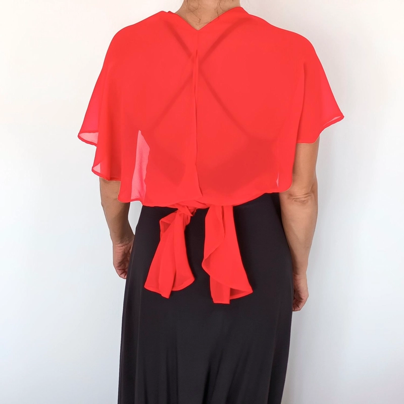 TAPADO CAPA MULTIFORMA REGULAR FIT MUJER MARIA PASKARO ROJO FURIOSO CATANIA GASA - 8