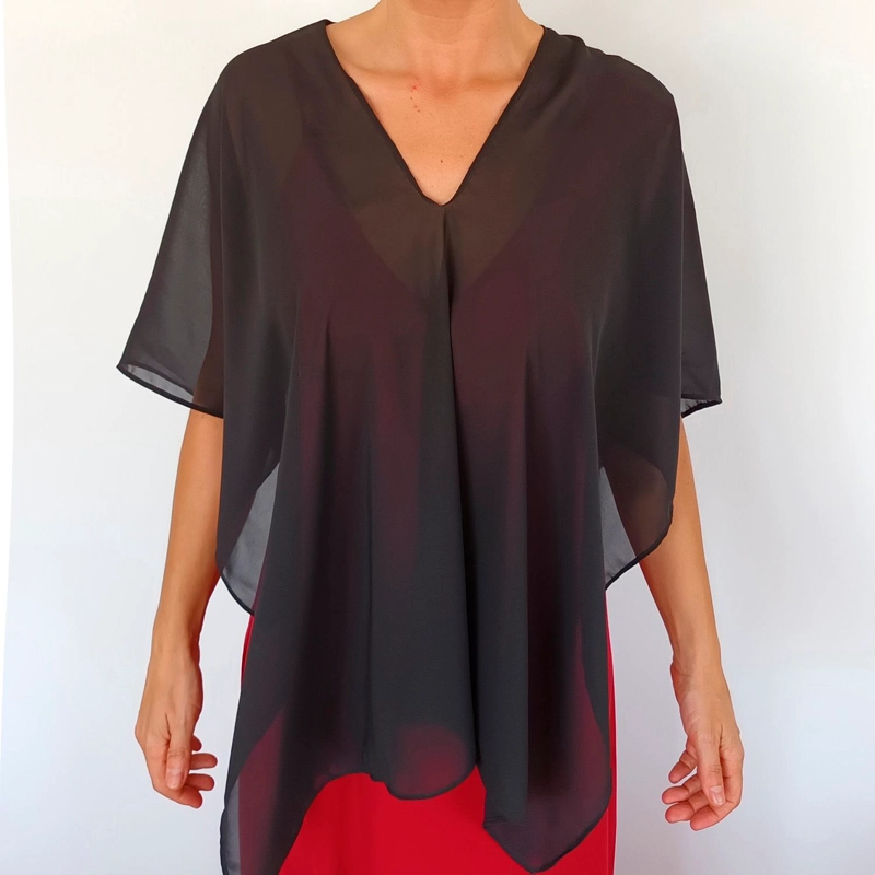 TAPADO CAPA MULTIFORMA REGULAR FIT MUJER MARIA PASKARO NEGRO CATANIA GASA - 3