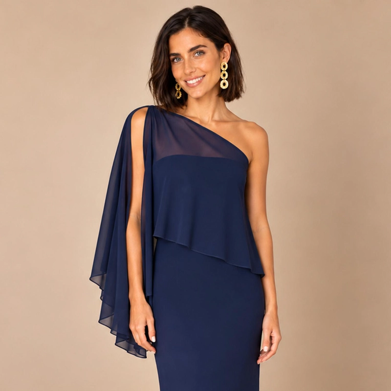 TAPADO CAPA MULTIFORMA REGULAR FIT MUJER MARIA PASKARO AZUL MARINO CATANIA GASA - 6