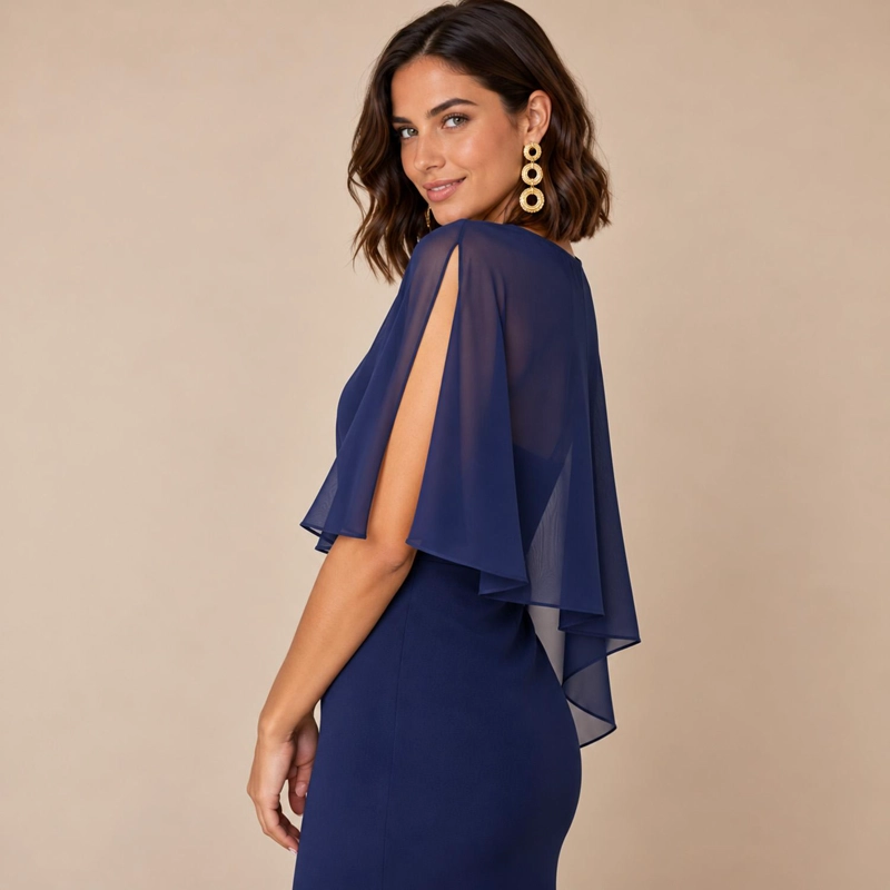 TAPADO CAPA MULTIFORMA REGULAR FIT MUJER MARIA PASKARO AZUL MARINO CATANIA GASA - 9