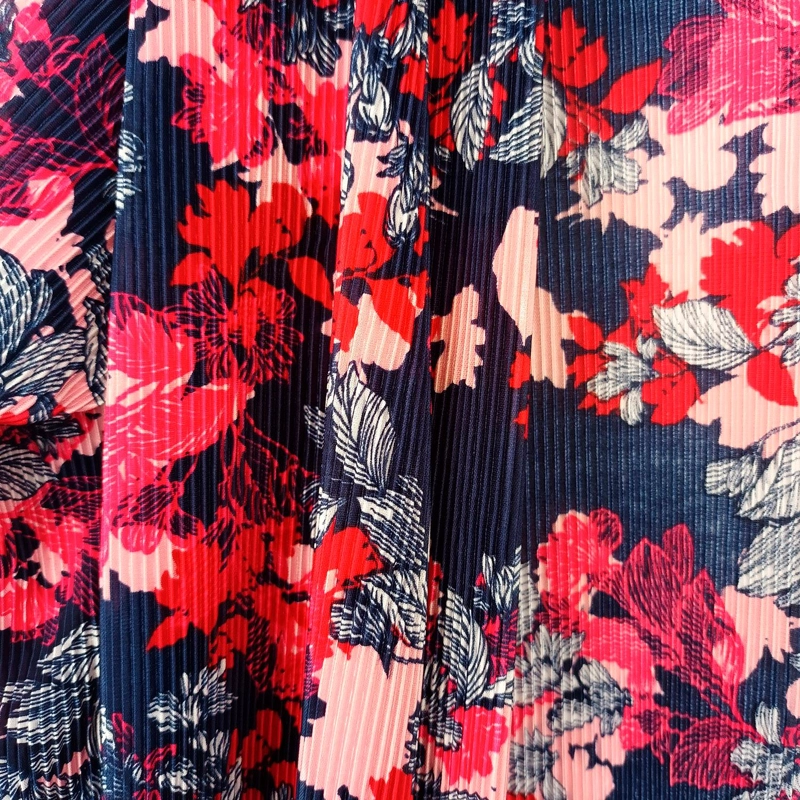 TAPADO KIMONO LARGO REGULAR FIT MUJER MARIA PASKARO AZUL VERONA FLORES PLISADO - 6