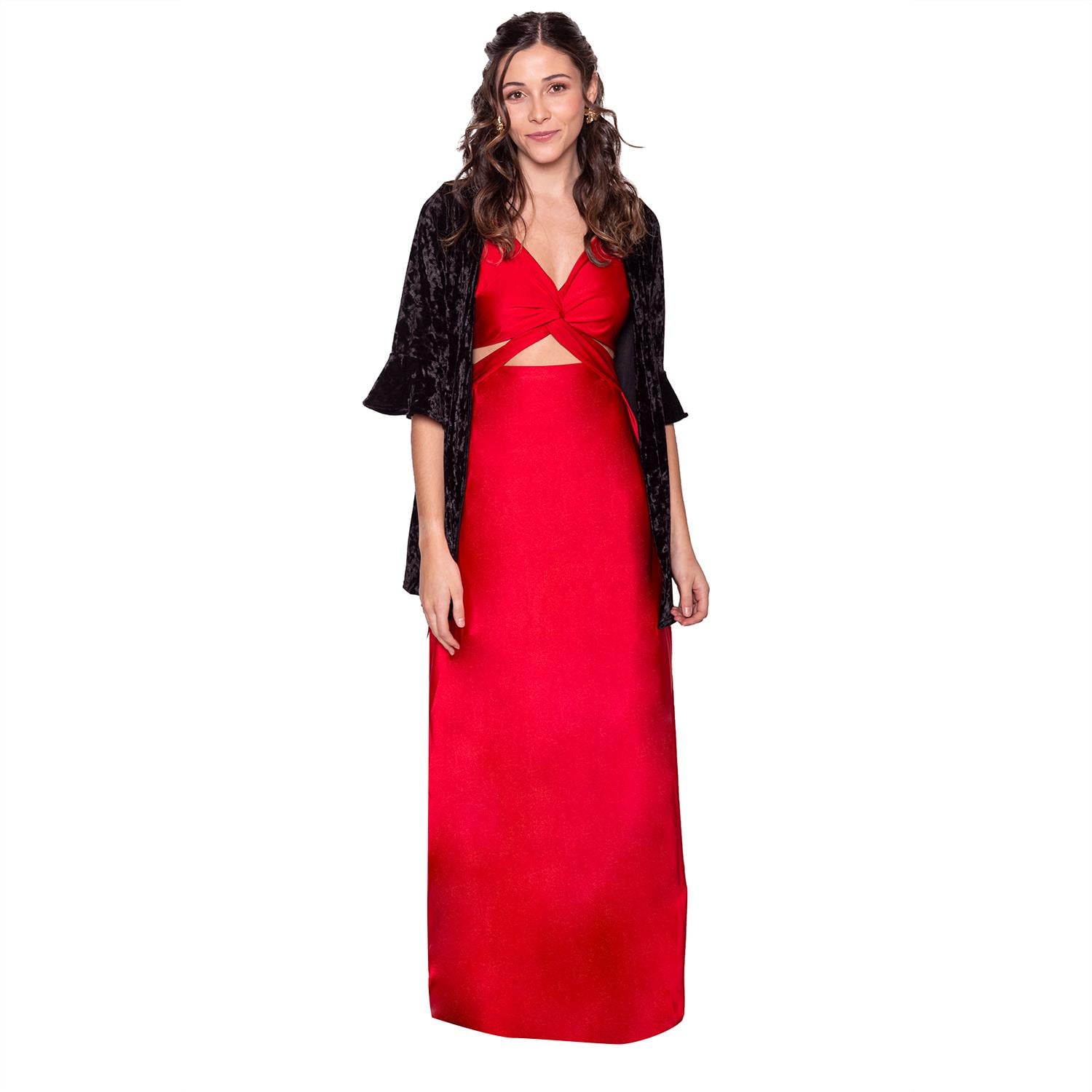 TAPADO KIMONO CORTO TURIN NEGRO TERCIOPELO JASPEADO MARIA PASKARO - 1