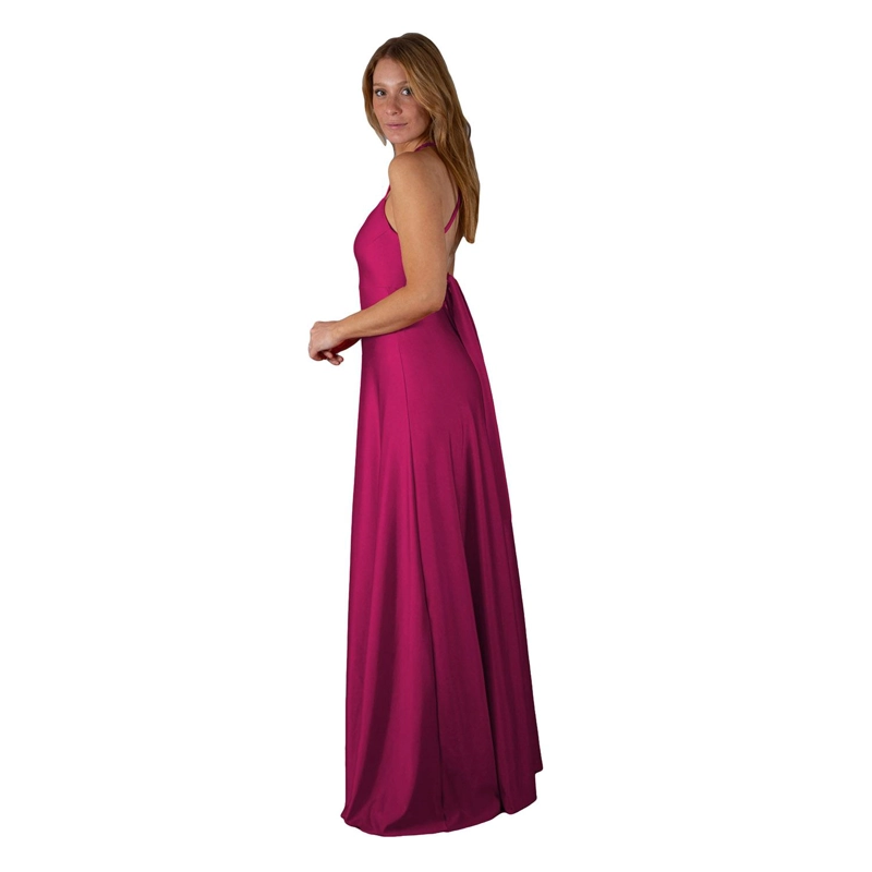 VESTIDO LARGO REGULAR FIT MUJER MARIA PASKARO FUCSIA PARIS LYCRA LAZO - 2