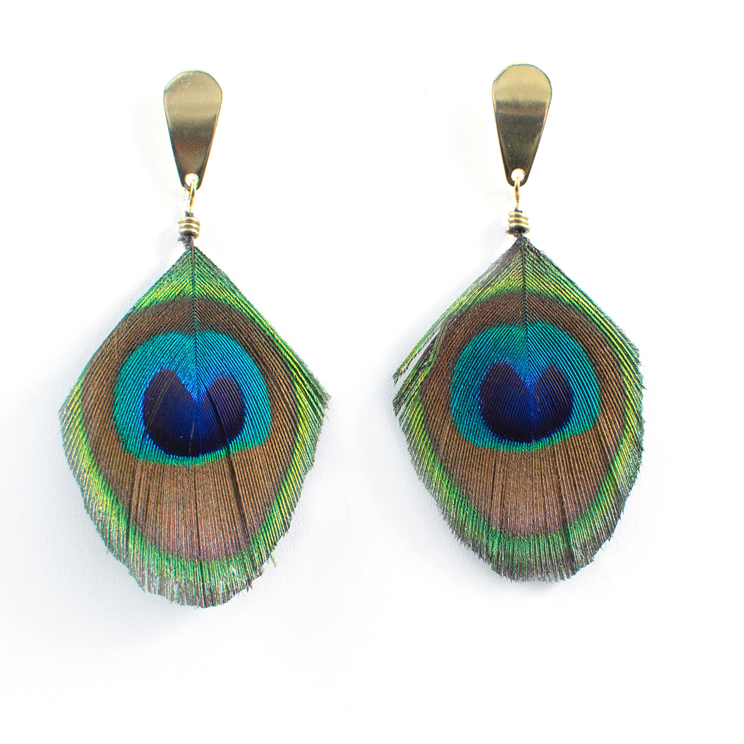 AROS DE PLUMA PAVO REAL VERDE DORADO 02 MARIA PASKARO - 1