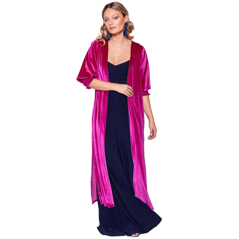 TAPADO KIMONO SANTINI FUCSIA TERCIOPELO MARIA PASKARO - FUCSIA - L/XL - 1