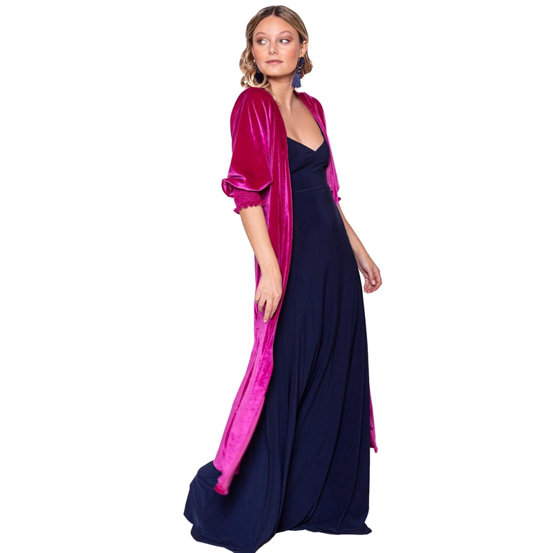 TAPADO KIMONO SANTINI FUCSIA TERCIOPELO MARIA PASKARO - FUCSIA - L/XL - 2