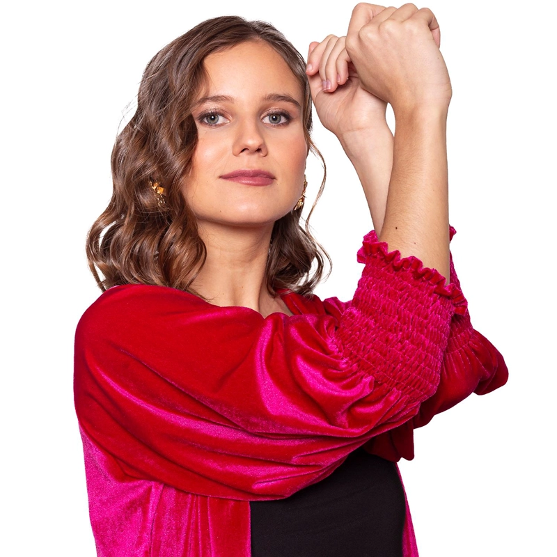 TAPADO KIMONO SANTINI FUCSIA TERCIOPELO MARIA PASKARO - FUCSIA - L/XL - 5
