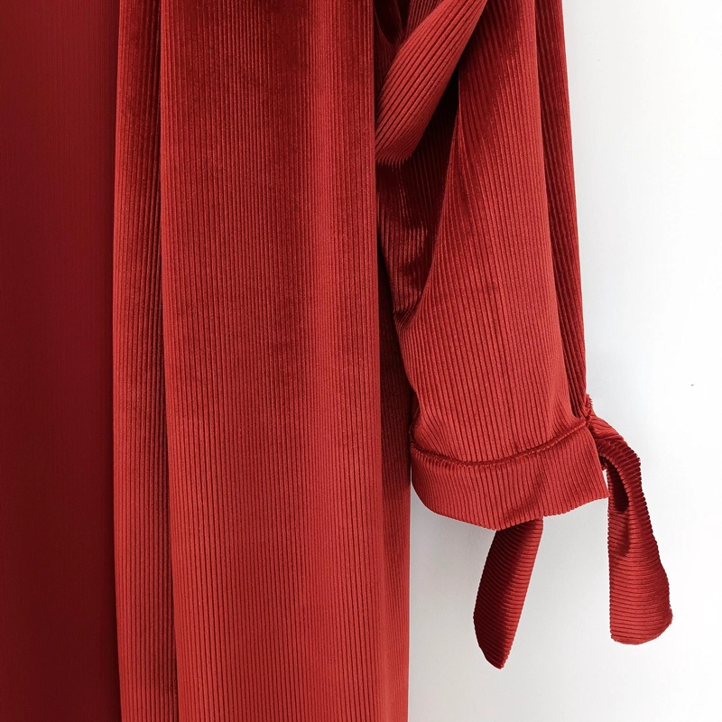 TAPADO KIMONO LARGO VERONA TERRACOTA TERCIOPELO LINEAS MARIA PASKARO - 4