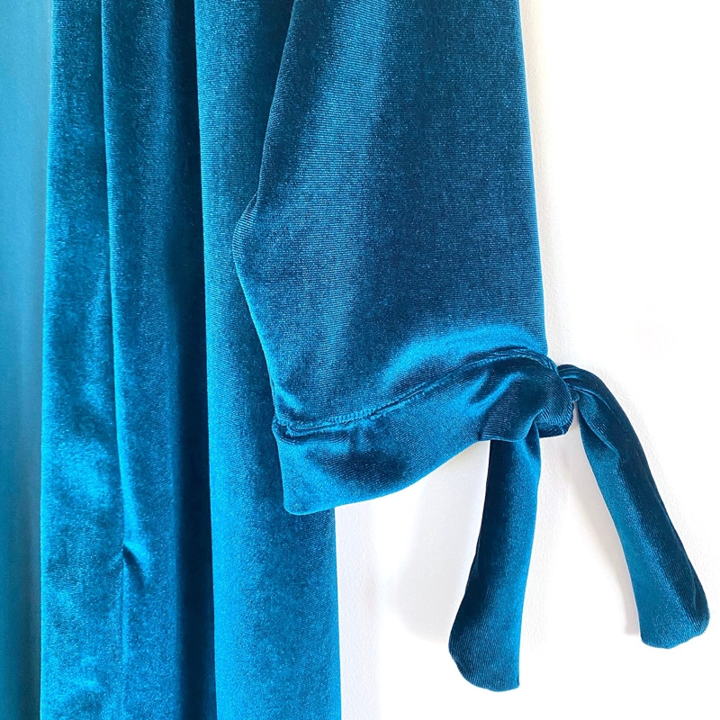 TAPADO KIMONO LARGO VERONA TURQUESA TERCIOPELO  MARIA PASKARO - 4