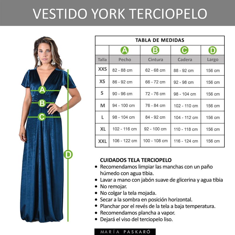 VESTIDO LARGO MUJER MARIA PASKARO FUCSIA YORK TERCIOPELO MANGAS - 5