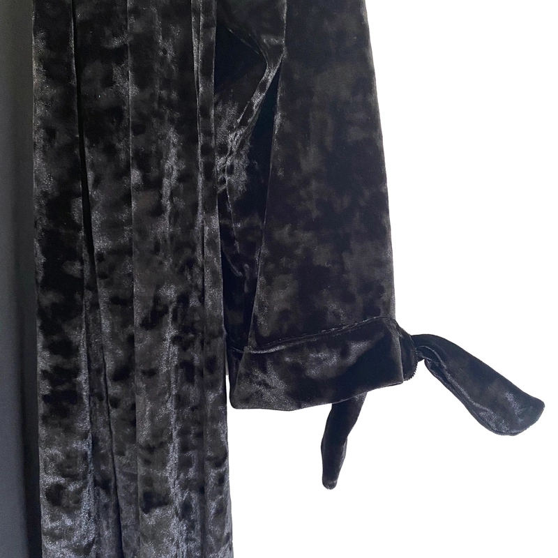 TAPADO KIMONO LARGO REGULAR FIT MUJER MARIA PASKARO NEGRO VERONA JASPEADO TERCIOPELO - 4
