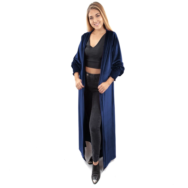 TAPADO KIMONO LARGO SANTINI AZUL TERCIOPELO  MARIA PASKARO - 1
