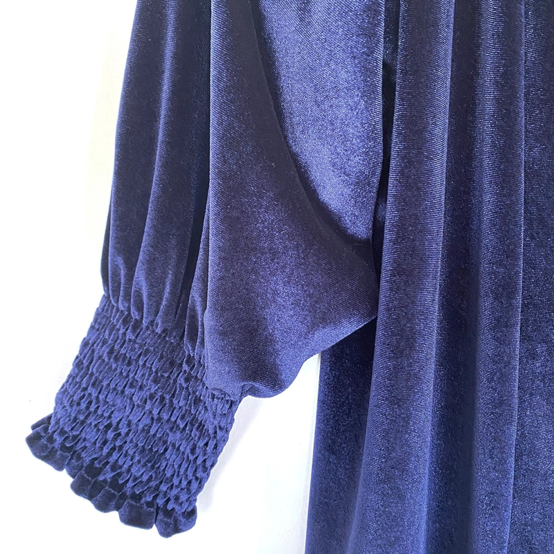 TAPADO KIMONO LARGO SANTINI AZUL TERCIOPELO  MARIA PASKARO - 3