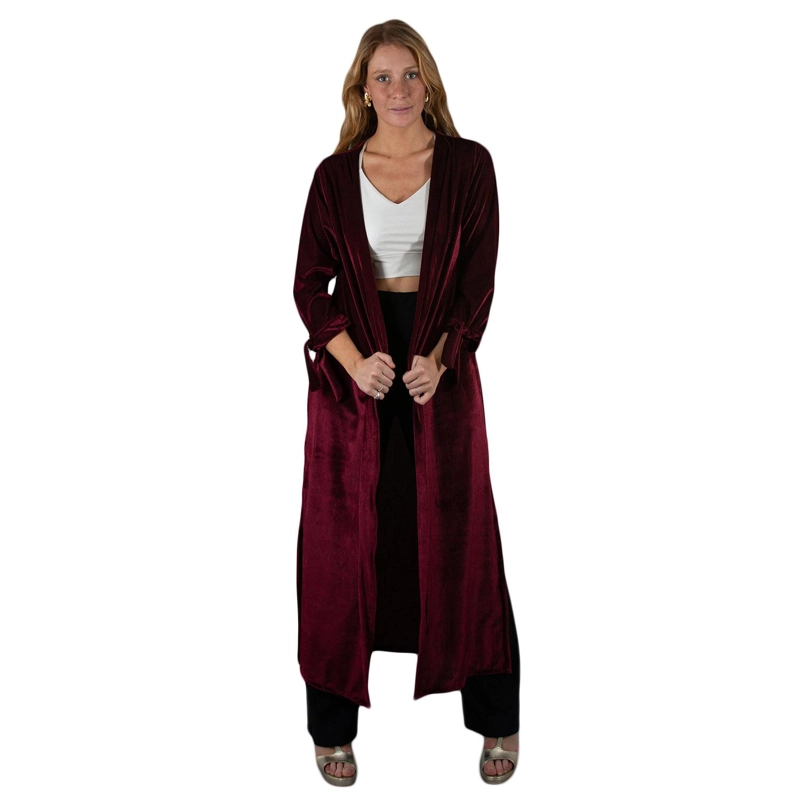 TAPADO KIMONO LARGO VERONA BURDEO OSCURO TERCIOPELO MARIA PASKARO - BURDEO - L/XL - 1