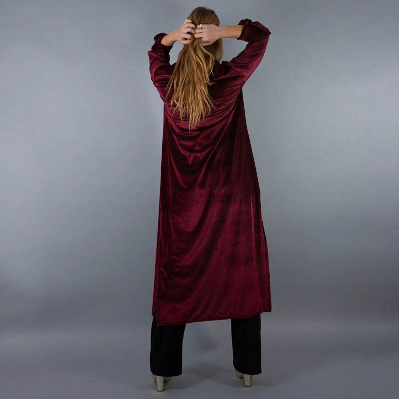 TAPADO KIMONO LARGO VERONA BURDEO OSCURO TERCIOPELO MARIA PASKARO - BURDEO - L/XL - 3