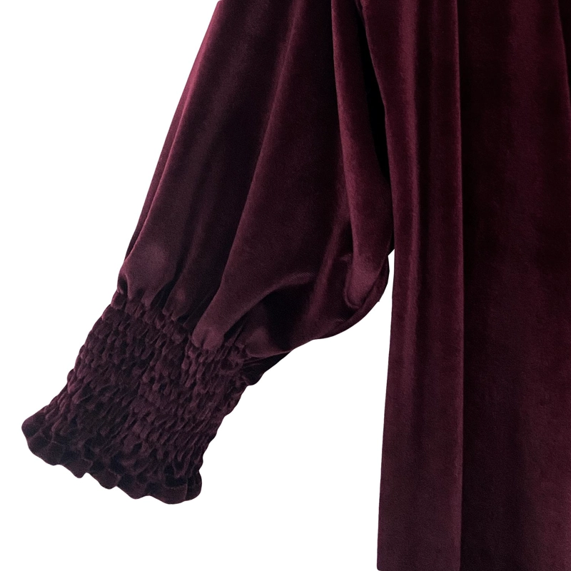 TAPADO KIMONO LARGO A LA RODILLA REGULAR FIT MUJER MARIA PASKARO BURDEO SANTINI OSCURO TERCIOPELO - 3