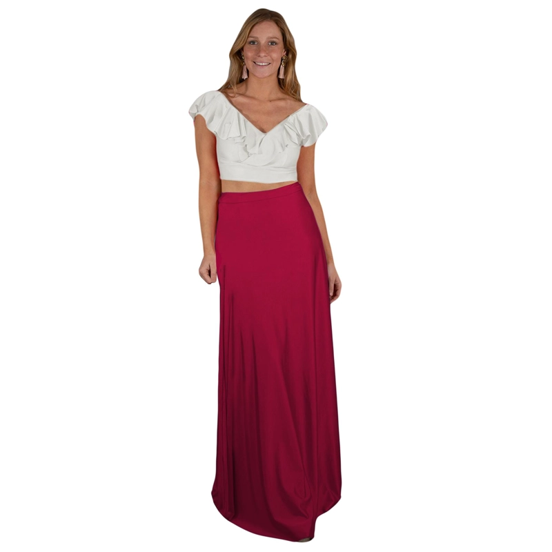FALDA LARGA MAXI RECTO MUJER MARIA PASKARO FRAMBUESA BRISTOL LYCRA - 3