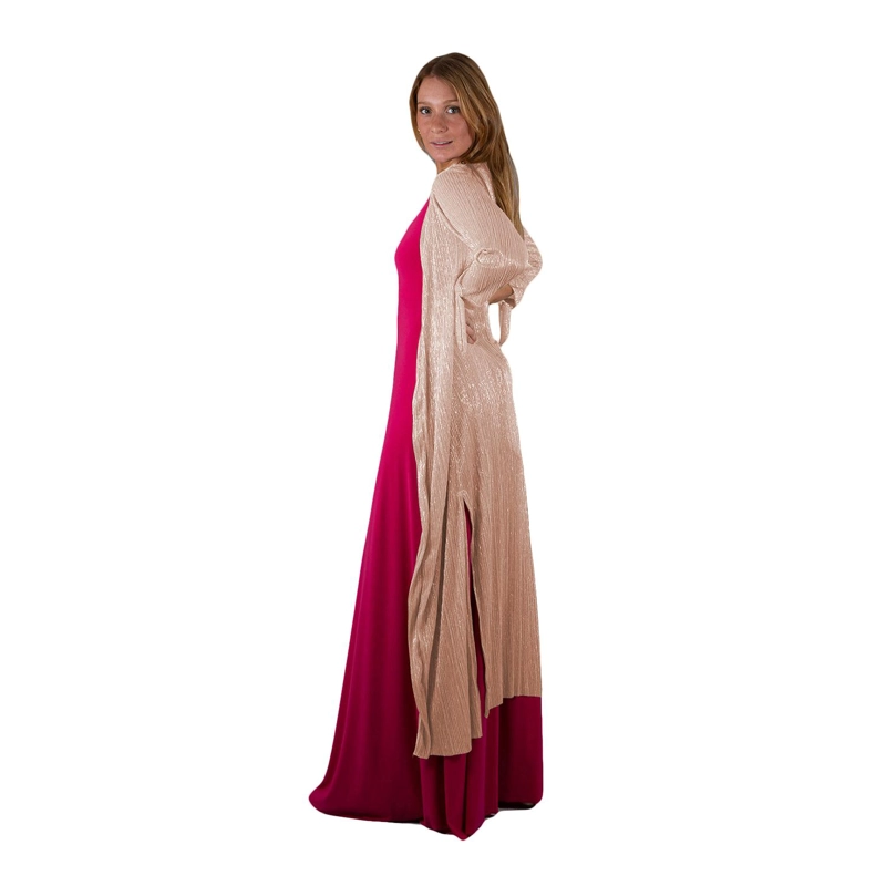 TAPADO KIMONO LARGO REGULAR FIT MUJER MARIA PASKARO ROSADO VERONA TRANSPARENTE METALIZADO - 2