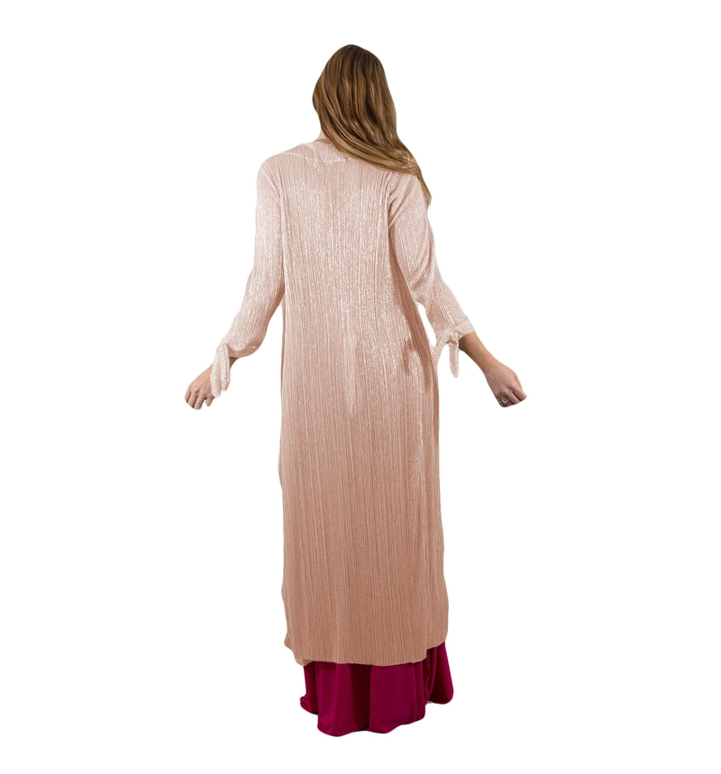 TAPADO KIMONO LARGO REGULAR FIT MUJER MARIA PASKARO ROSADO VERONA TRANSPARENTE METALIZADO - 3