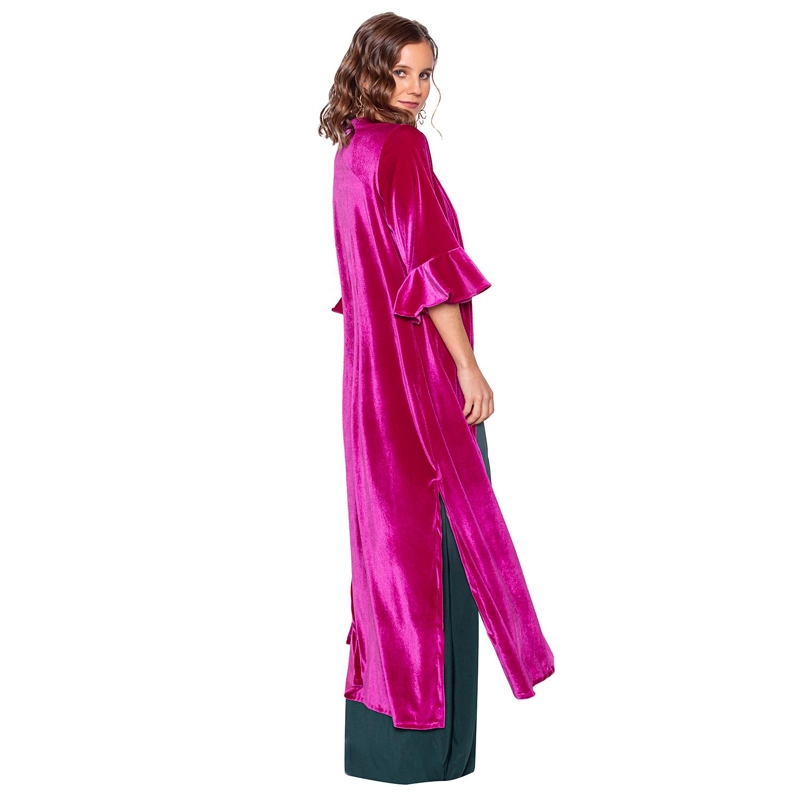 TAPADO KIMONO LARGO REGULAR FIT MUJER MARIA PASKARO FUCSIA VUELOS TERCIOPELO - 2