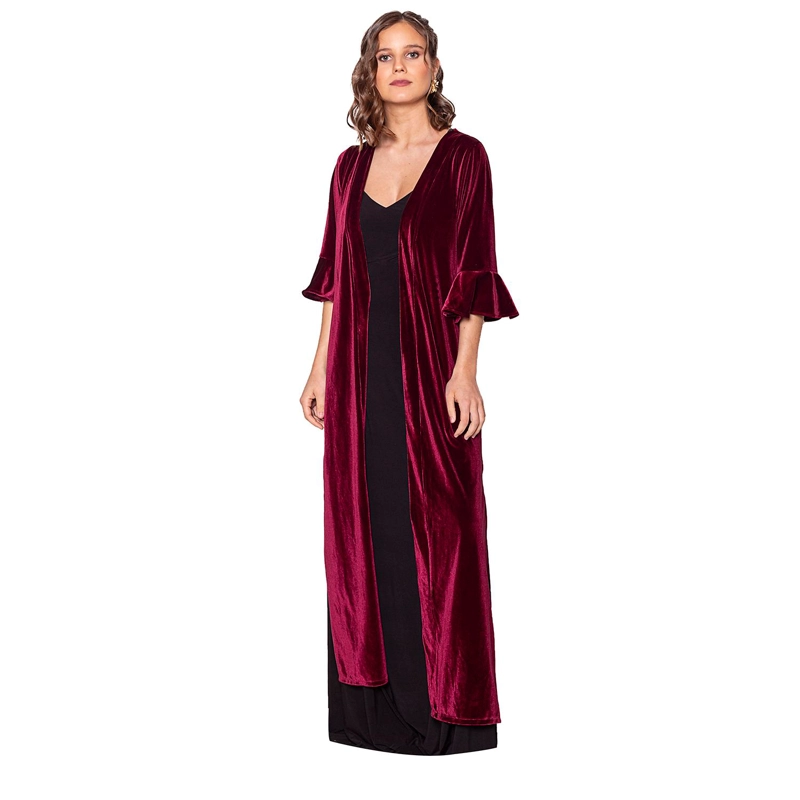 TAPADO KIMONO LARGO VUELOS CHERRY TERCIOPELO MARIA PASKARO - 1