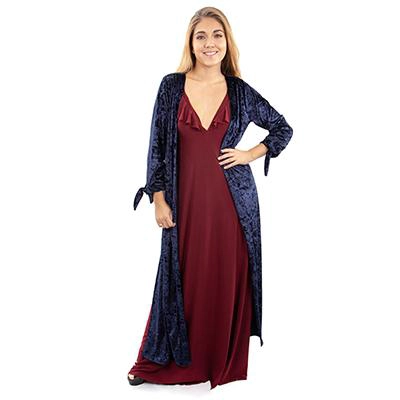 TAPADO KIMONO LARGO MUJER MARIA PASKARO AZUL KIMONO VERONA TERCIOPELO - 3