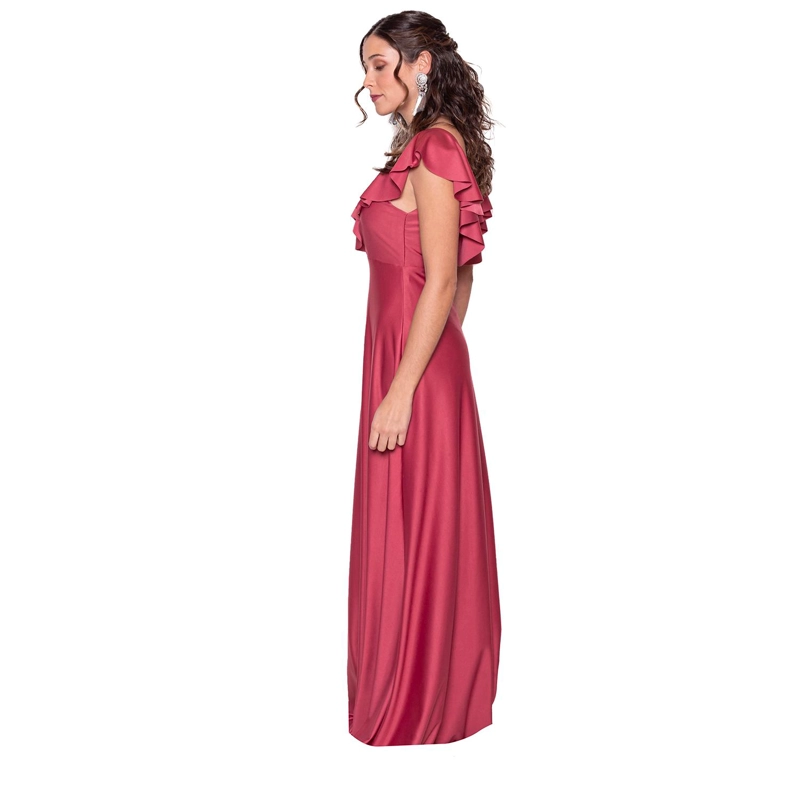 VESTIDO LARGO MARKEN ROSA LYCRA DUPONT MARIA PASKARO - 2