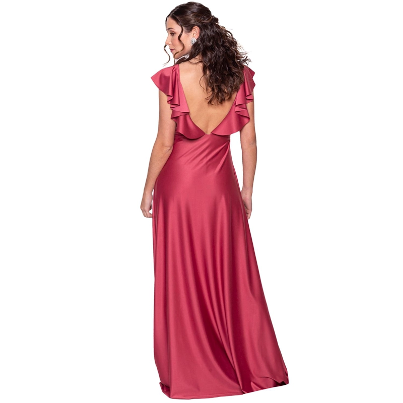 VESTIDO LARGO MARKEN ROSA LYCRA DUPONT MARIA PASKARO - 3