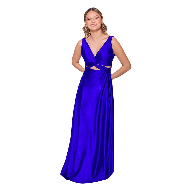 VESTIDO LARGO MUJER MARIA PASKARO AZULINO ALGARVE LYCRA DUPONT - 1