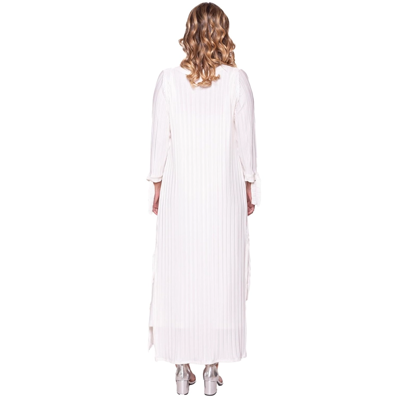 TAPADO KIMONO LARGO REGULAR FIT MUJER MARIA PASKARO BLANCO VERONA PLISADO - 4