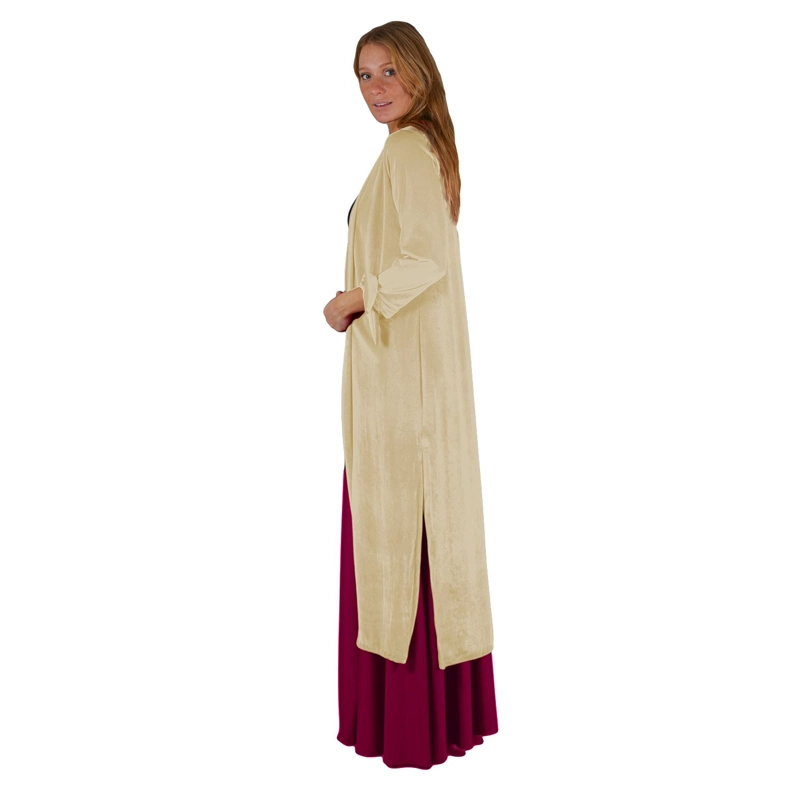 TAPADO KIMONO LARGO VERONA BEIGE TERCIOPELO MARIA PASKARO - 2