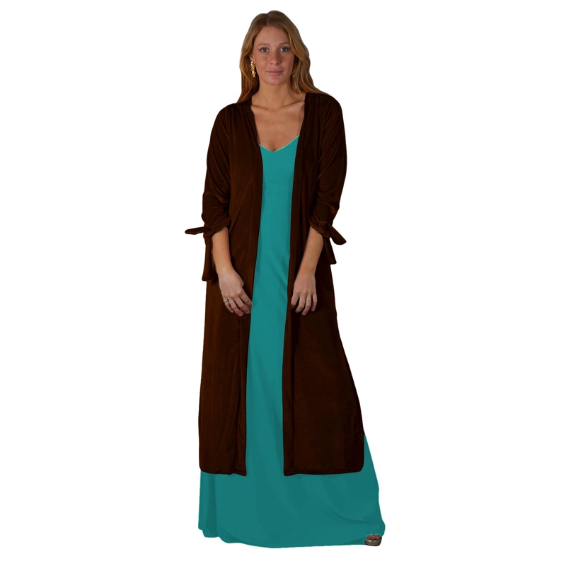 TAPADO KIMONO LARGO VERONA CHOCOLATE TERCIOPELO  MARIA PASKARO - CAFE  - L/XL - 1