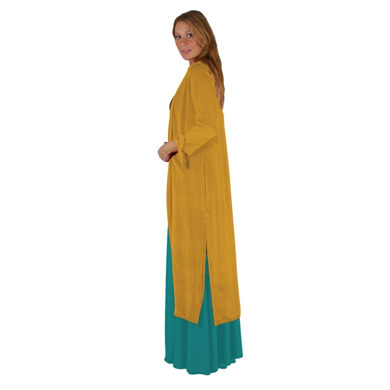 TAPADO KIMONO LARGO REGULAR FIT MUJER MARIA PASKARO MOSTAZA VERONA TERCIOPELO - 2